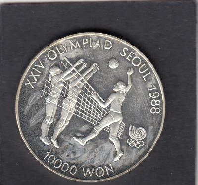 Beschrijving: 10000 Won S-OLYMPIC 88 VOLLEYBALL